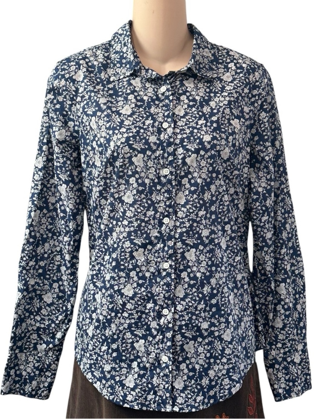 J. Crew x Liberty Art London Ladies Blue Floral Ditzy Button Down Blouse sz 4 - Picture 2 of 8